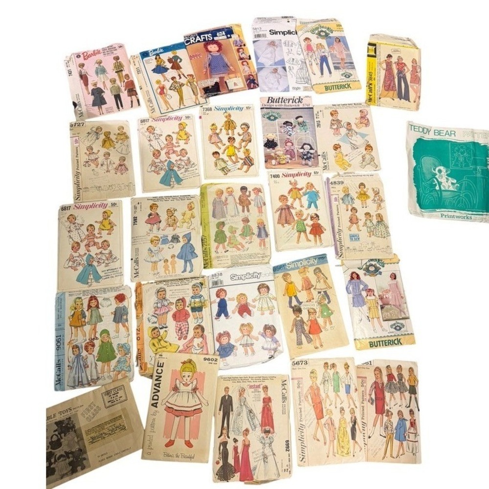 Vintage Doll Toy Sewing Pattern 27 Lot McCalls Simplicity Butterick Barbie CPK